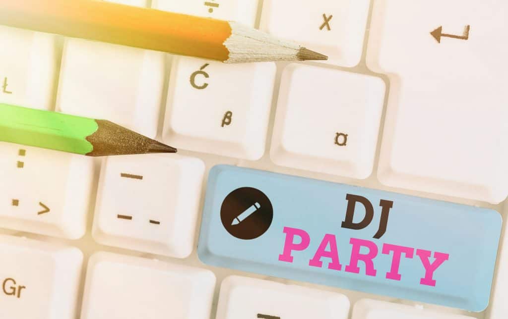 Writing note showing DJ Party
