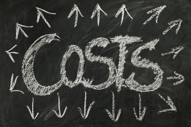 Costs as text written on a chalkboard